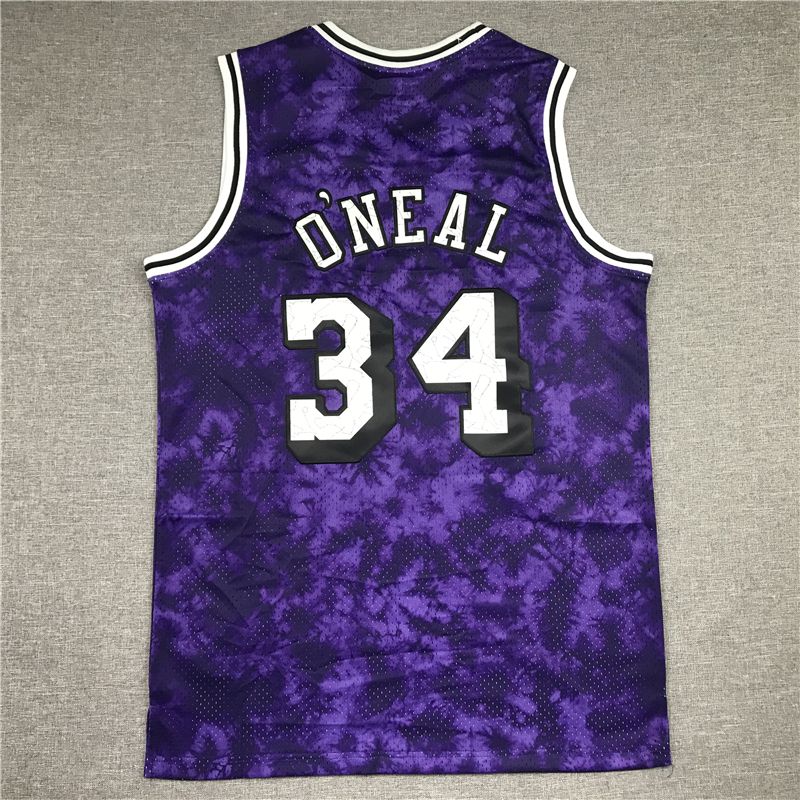 Men Los Angeles Lakers #34 Oneal Purple constellation version Throwback NBA Jersey